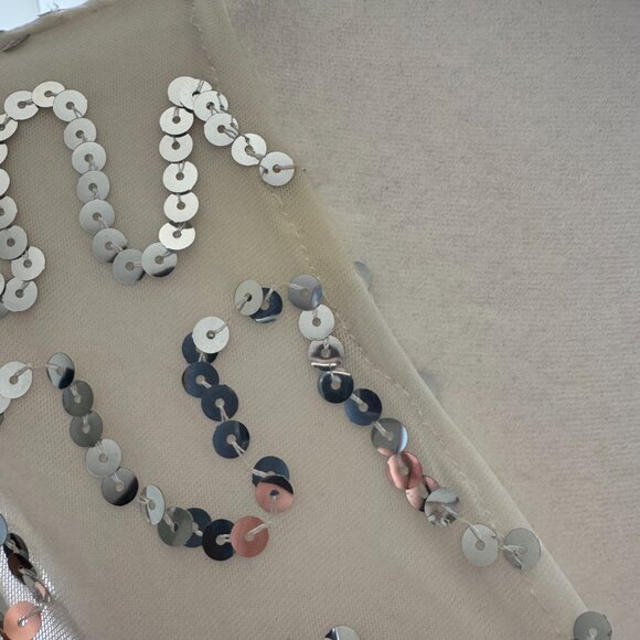 Ladies Cropped Sequin Cardigan Jacket Shirt Long Sleeve Top Betsey Johnson SZE L - Picture 13 of 15